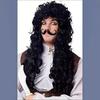 European and American Movie Halloween Pirate Captain Men’s Cosplay Wig Long Curly Black Wig Clown Style Stage Performance Wig