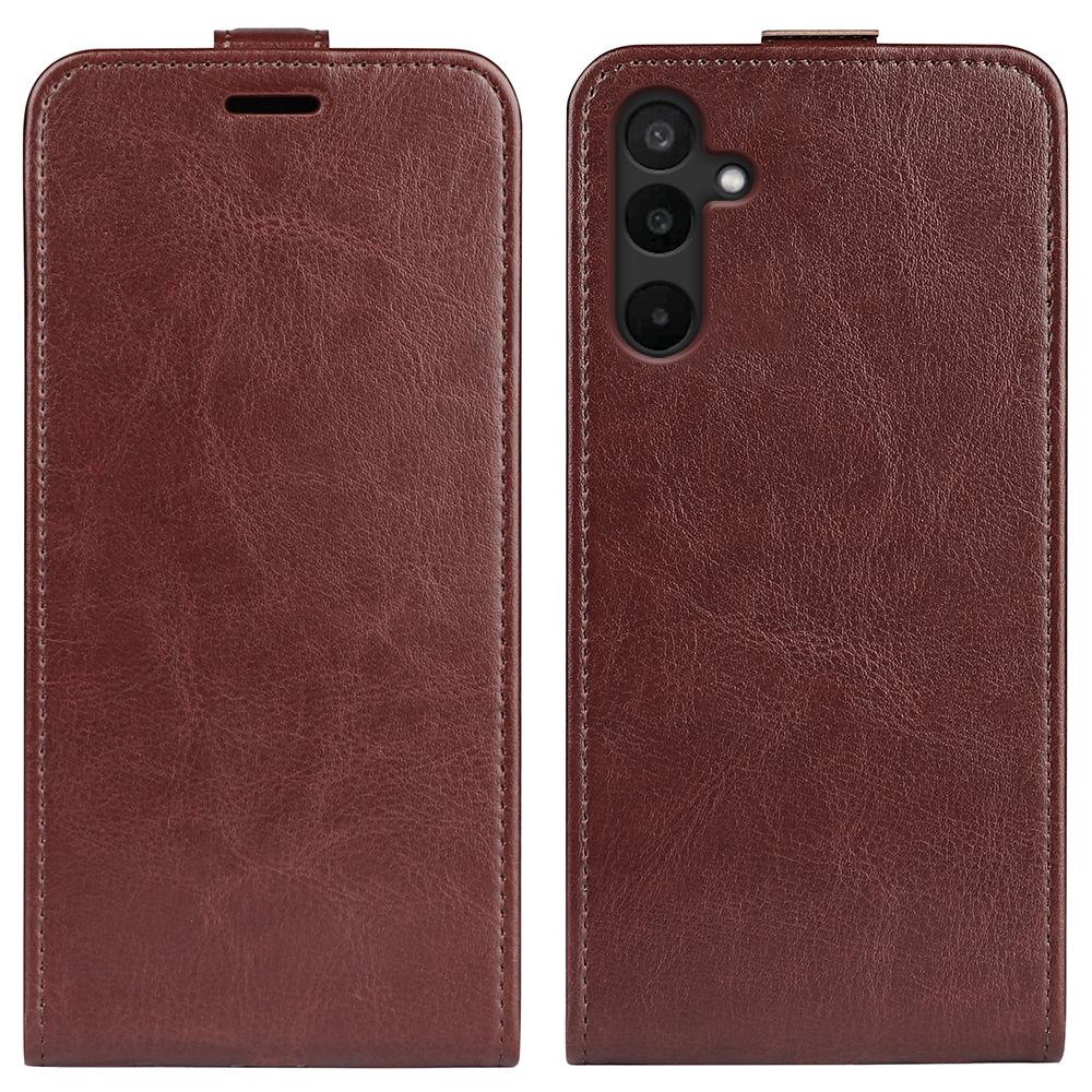 

For Samsung Galaxy M16 5G Case with Card Slots Vertical Flip Leather Phone Cover Brown