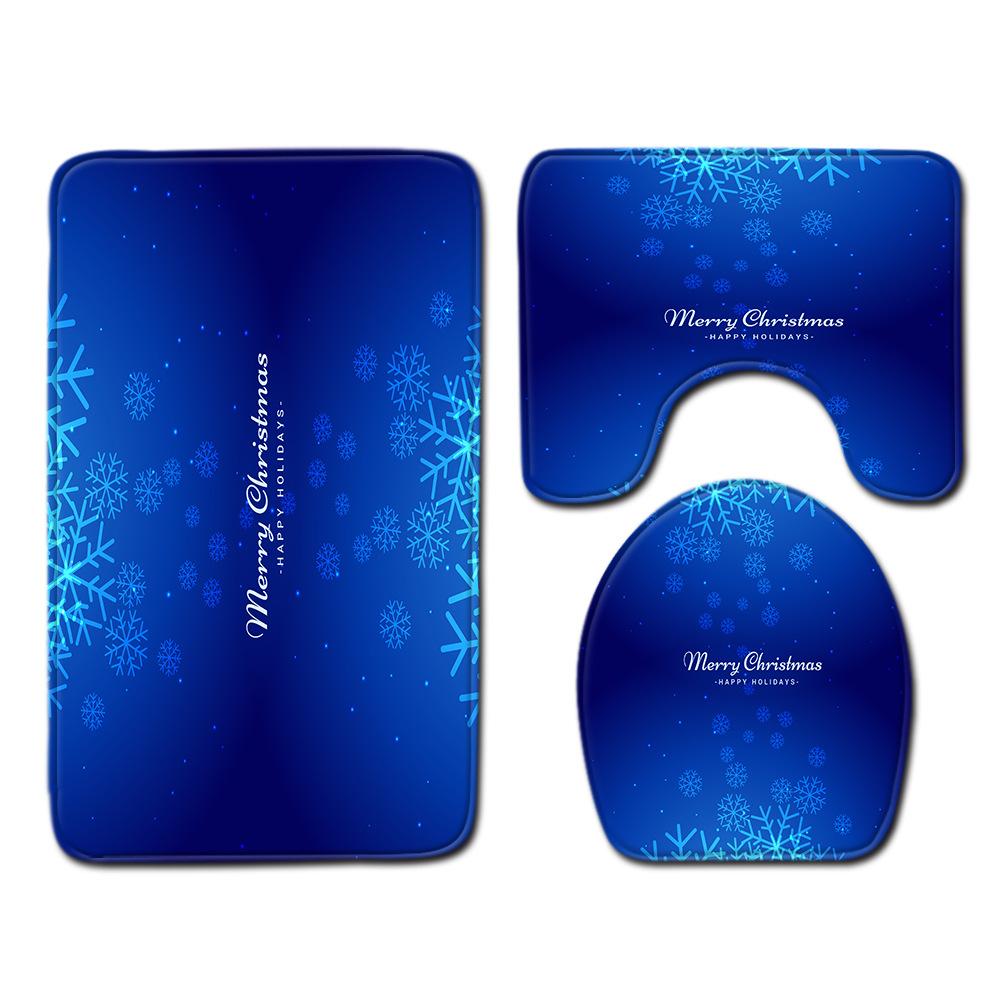Christmas Bathroom Floor Mat Toilet Three-Piece Set