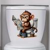 3D Funny Cartoon Monkey Reading Newspaper Toilet Wall Sticker Self-Adhesive Waterproof Removable Bathroom Home Decor Art