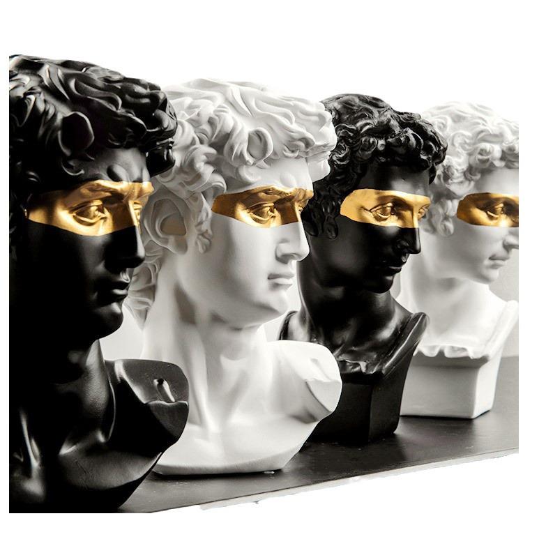 15cm Black Gold David Head Resin Plaster Art Sketch Model Ornament
