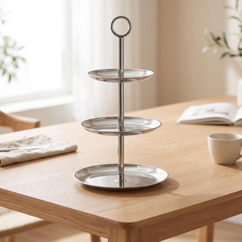 Serving Tray Stand Stainless Steel Appetizer Food-Grade for Buffets, Hosts