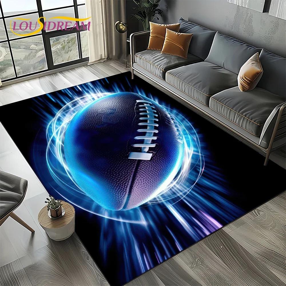 Tapis de dessin animé Terrain de rugby Rugby Football américain Tapis pour salon Chambre Décoration de maison Canapé, Tapis de sol antidérapant