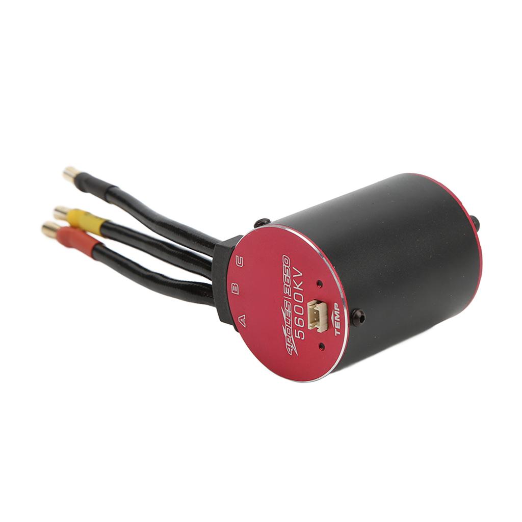 3650 5600KV Brushless Motor 4 Pole Supersonic Brushless Motor with Temperature Sensor for 1 8 1 10 Remote Control Cars