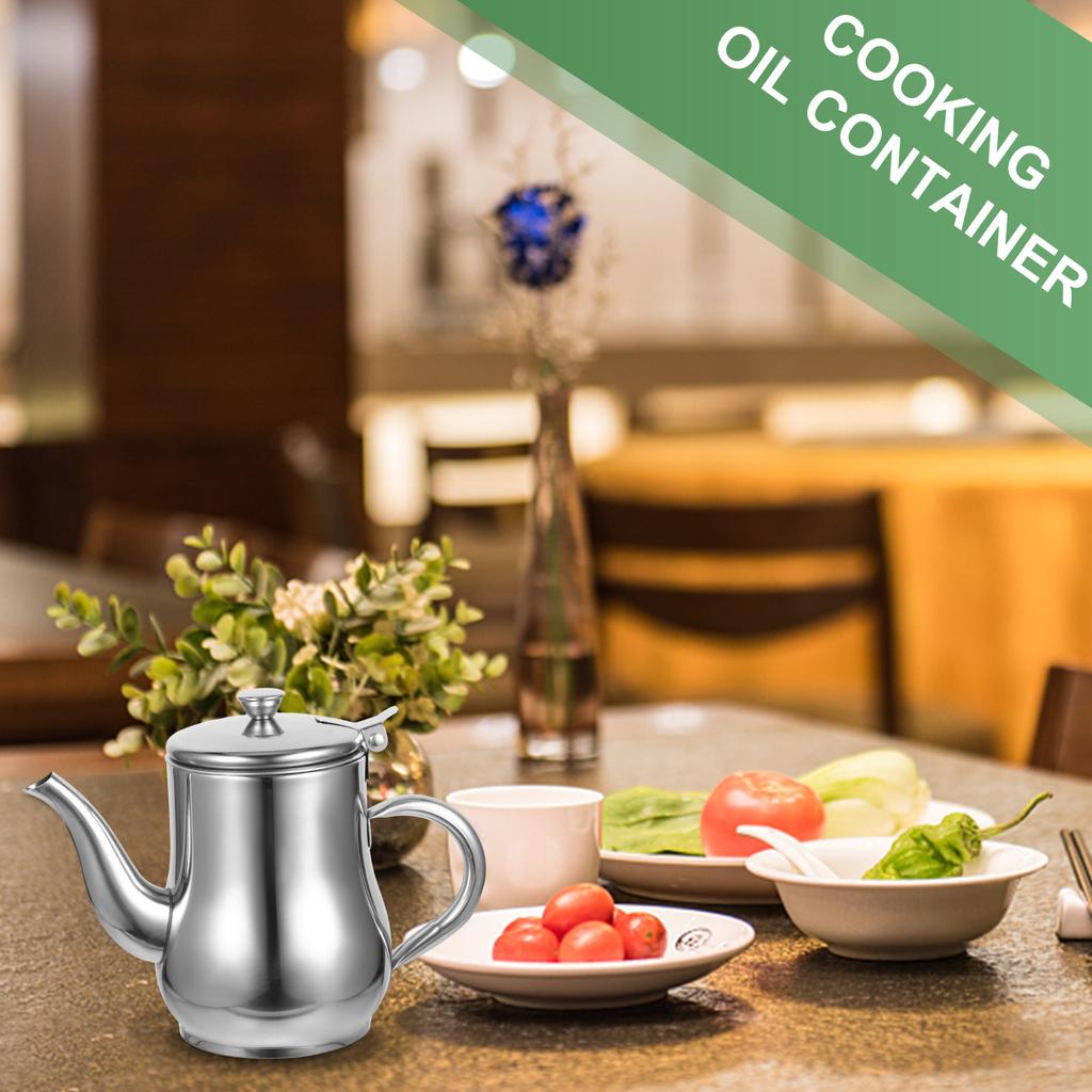 Large Capacity Stainless Steel Oil Holder Kitchen Storage Container For Cooking Grease Bacon Oil Pot Filter Ladle