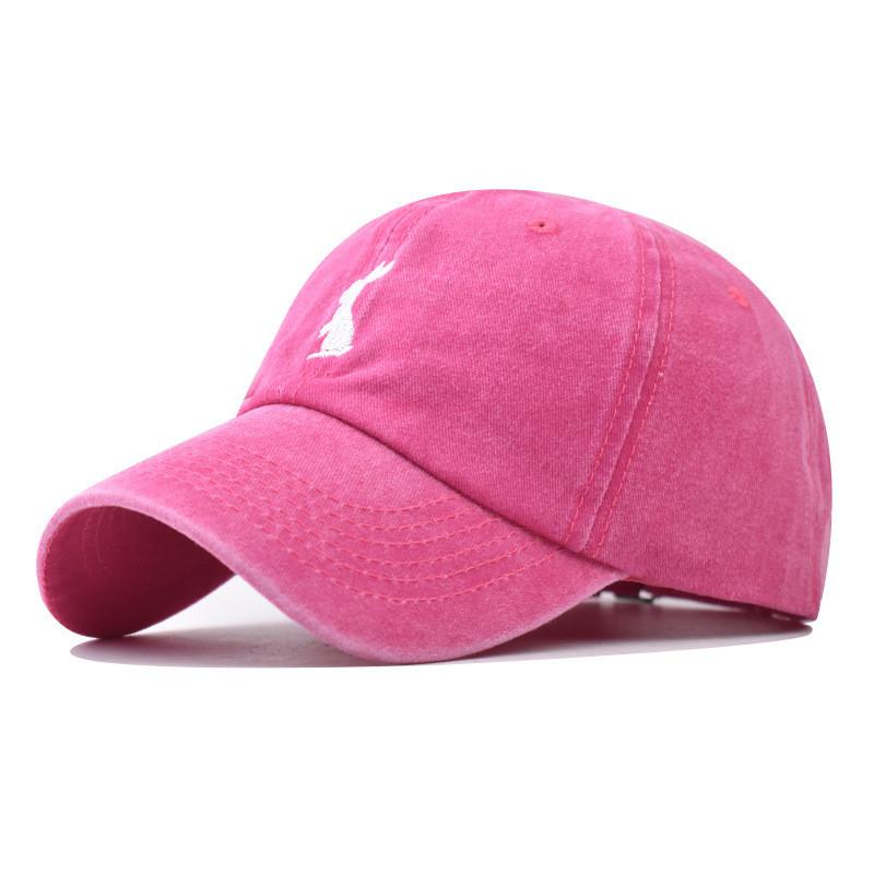 Embroidery Rabbit Cotton Baseball Cap Adjustable Strap Vintage Style Street