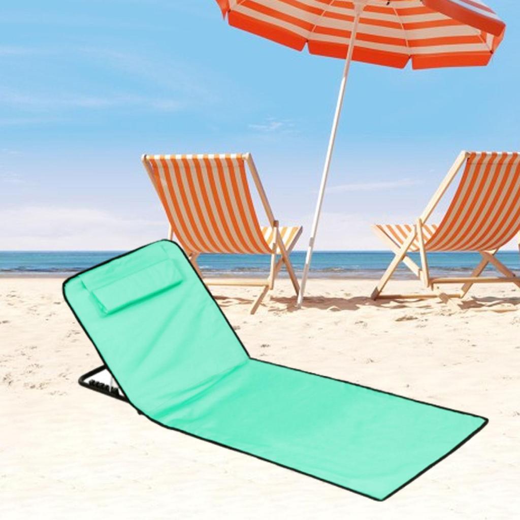 Folding Beach Chair With Adjustable Seating Dual-Purpose Beach Mat Outdoor Portable Single Leisure Chair Lightweight Portable