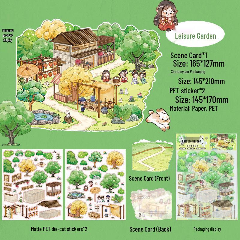 3D Stereo DIY Collage Landscape Stickers - Frosted PET Die-Cut for Journaling & Miniature Scenes