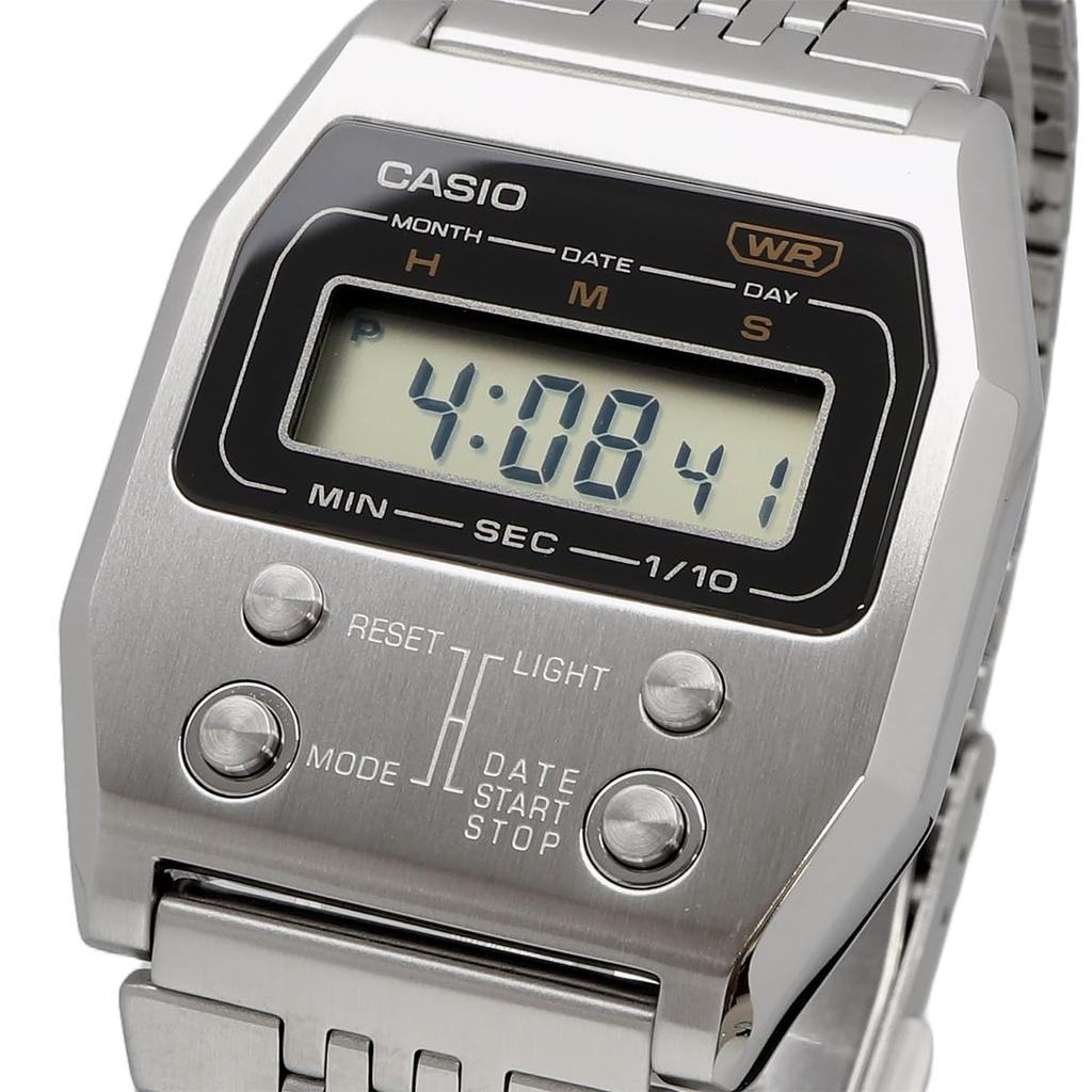 Casio Orologio digitale Vintage Series Reprint Design Unisex Argento Overseas Modello A1100D-1 [Articolo]
