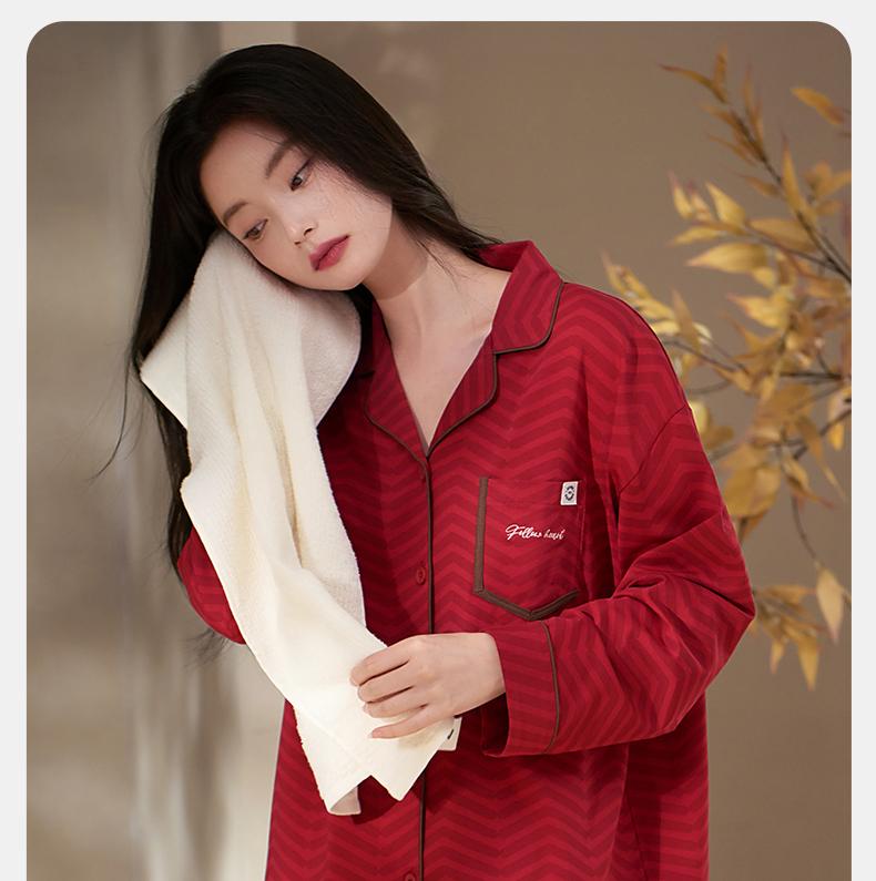 Xuan Liang Women's Summer Pure Cotton Thin Long Sleeve Sleepwear Set
