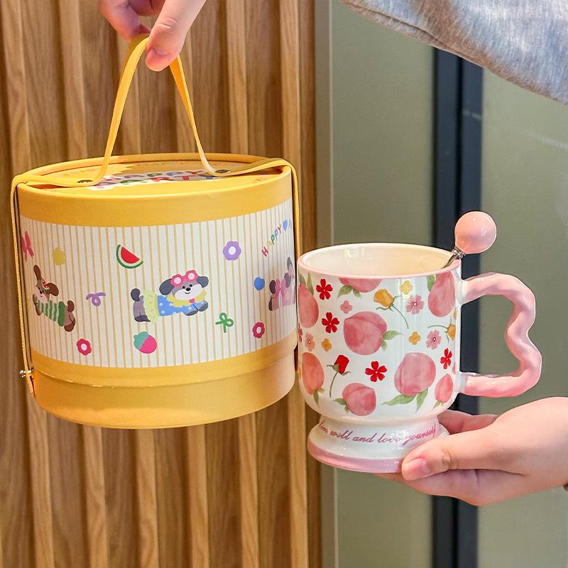 Cană ceramică drăguță pentru fructe cadou de ziua de naștere fată cană cafea lapte cadou suvenir prietenă cutie cadou