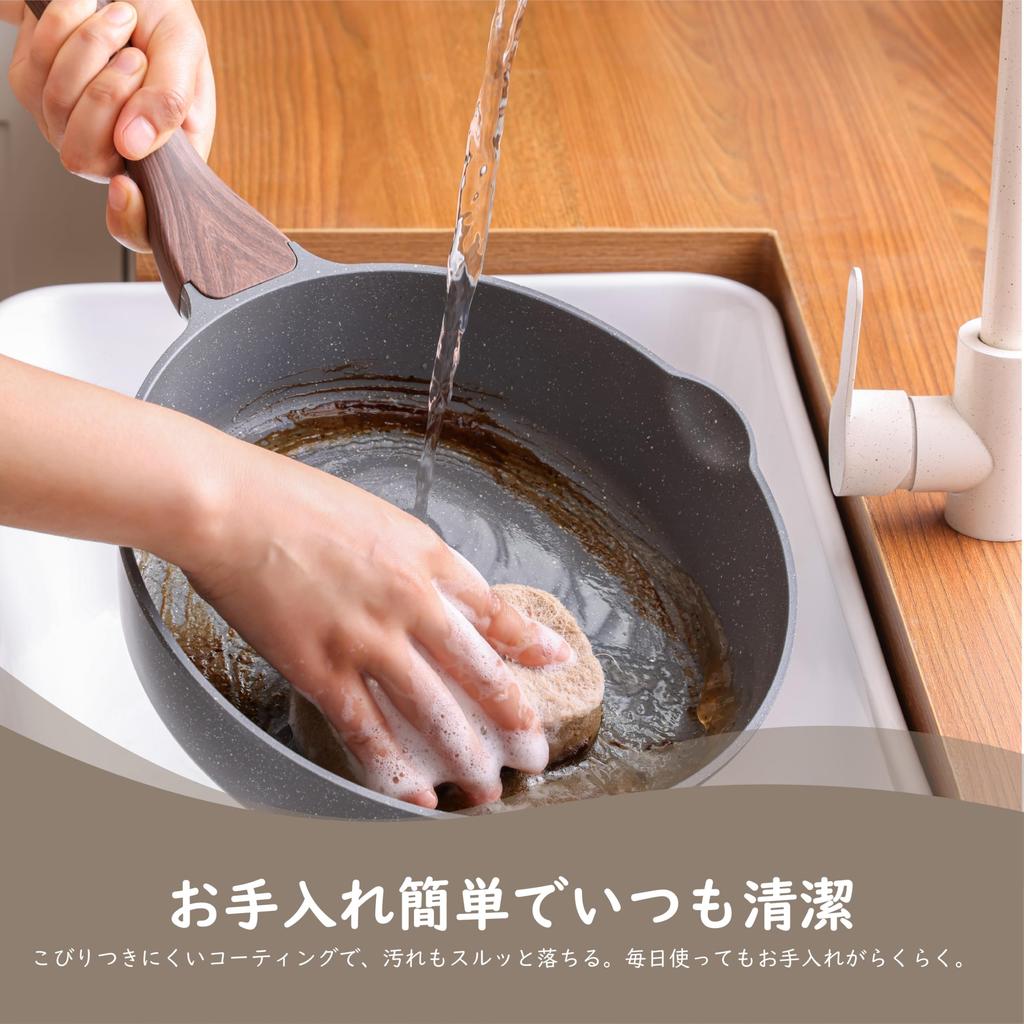 SENSARTE Deep Frying with Marble Easy to Chinese High Heat 1 Year Grey Pan, 28cm, Lid, Coat, IH/Gas Compatible, Stir-Fry Pan, Non-stick, Clean, Wok,