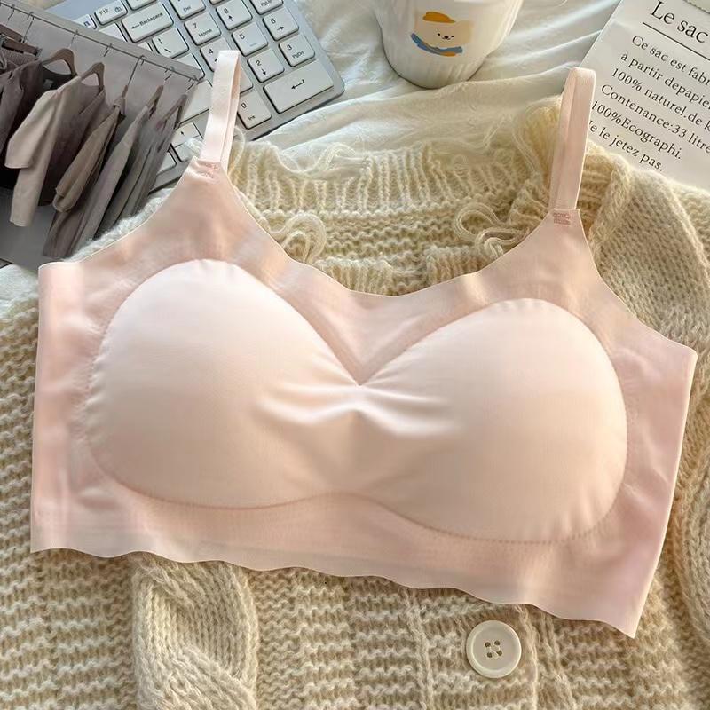 Ice Silk Bra Women Solid Color Simple Comfortable Skin Friendly Adjustable Shoulder Straps Breathable Sports Sleep Bra