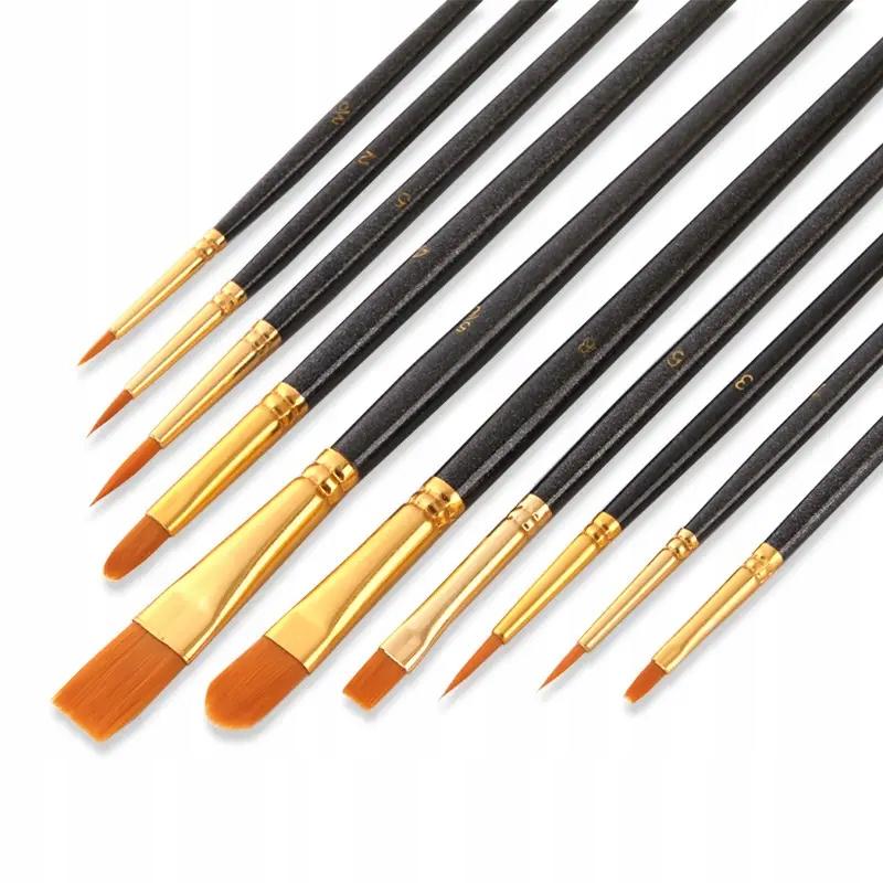 Set Of 10 Artistic Paint Brushes For Professional Paints