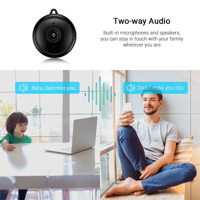 Mini Wifi Ip Camera Hd 1080p Wireless Indoor Camcorder Night Vision Two-way Audio Motion Detection