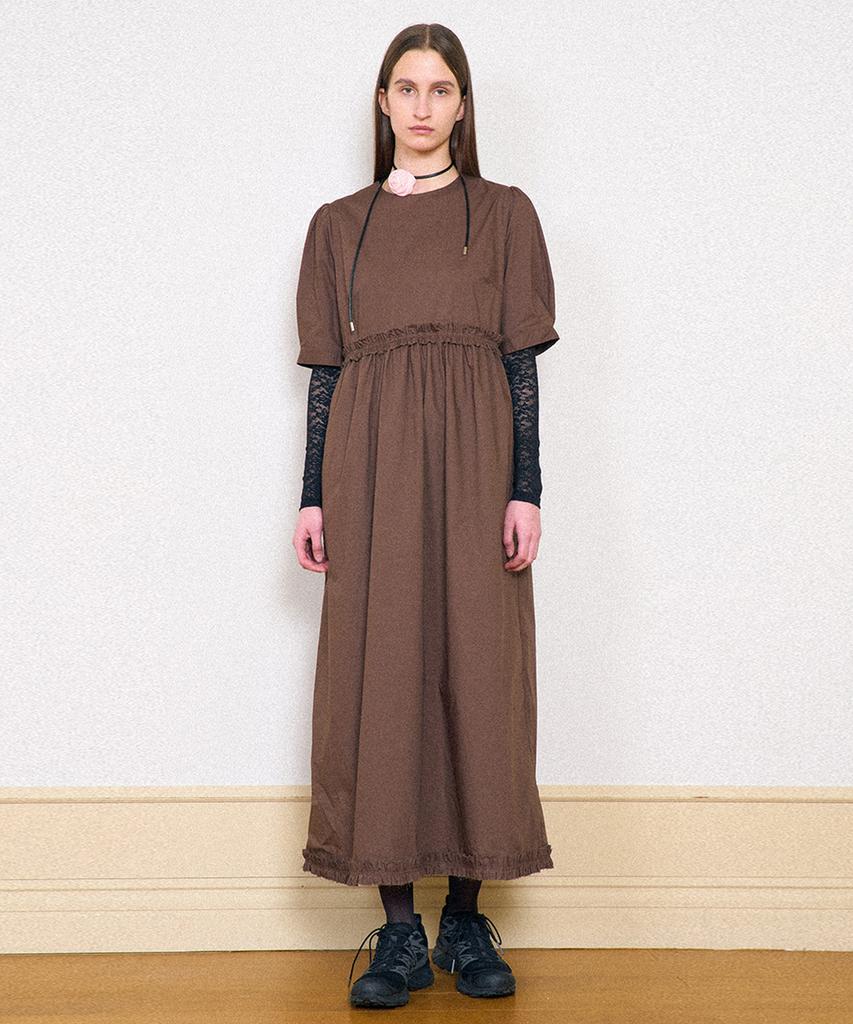 PARTIMENTO WOMEN Puff Sleeve Maxi Dress_Brown