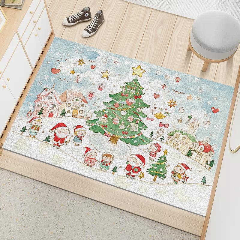 Vloermat, Draadring voor Entree, Pvc. Deurmat, Entree Tapijt, Stofafstotend, Vlekbestendig Landschap, Knipbare Voetmat 40 * 60CM silk ring