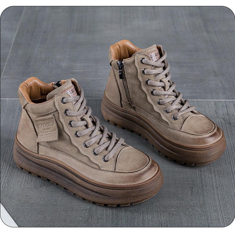 

Retro high-top board shoes autumn and winter new leather thick-soled non-slip and wear-resistant British Martin boots 35