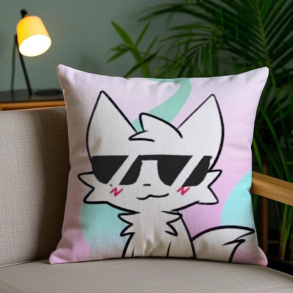 B-Boykisser Silly Cat Cute Cushion Cover Soft Short Plush Double-Sided Printing Home Decor Machine Washable Pillow Case Gift