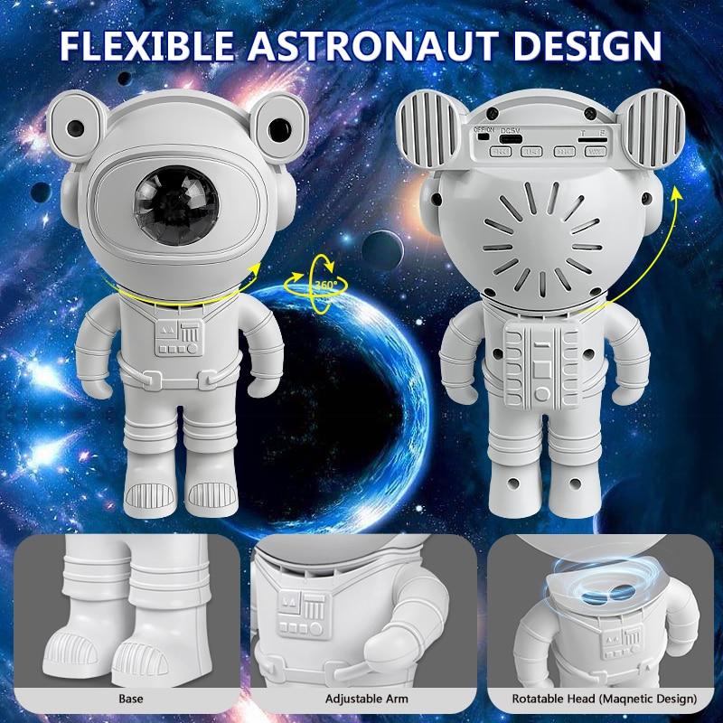 Kids Star DIY Projector Night Light with Remote Control 360 Adjustable Design Astronaut Nebula Galaxy Lighting Bluetooth Speaker