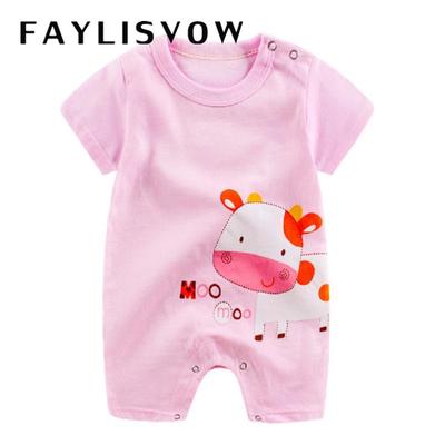 Neugeborenes Baby Junge Mädchen Cartoon Druck Kurzarm Strampler Body
