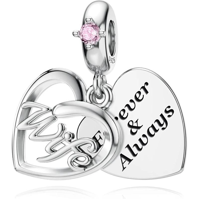 925 Silver Pink Heart Charm Pendant For Mother Sisters Daughter Friend DIY Jewelry Fit Original Bracelet Women Gift