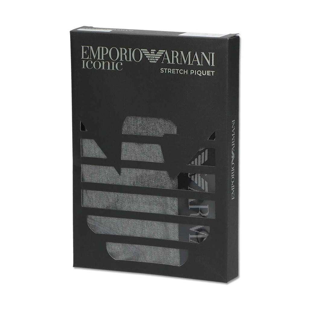 Emporio Armani STRETCH PIQUET Boxer Shorts, Front Closure, Men's, EU Size, 54095319, M (EU Size), Size 98 (Black)