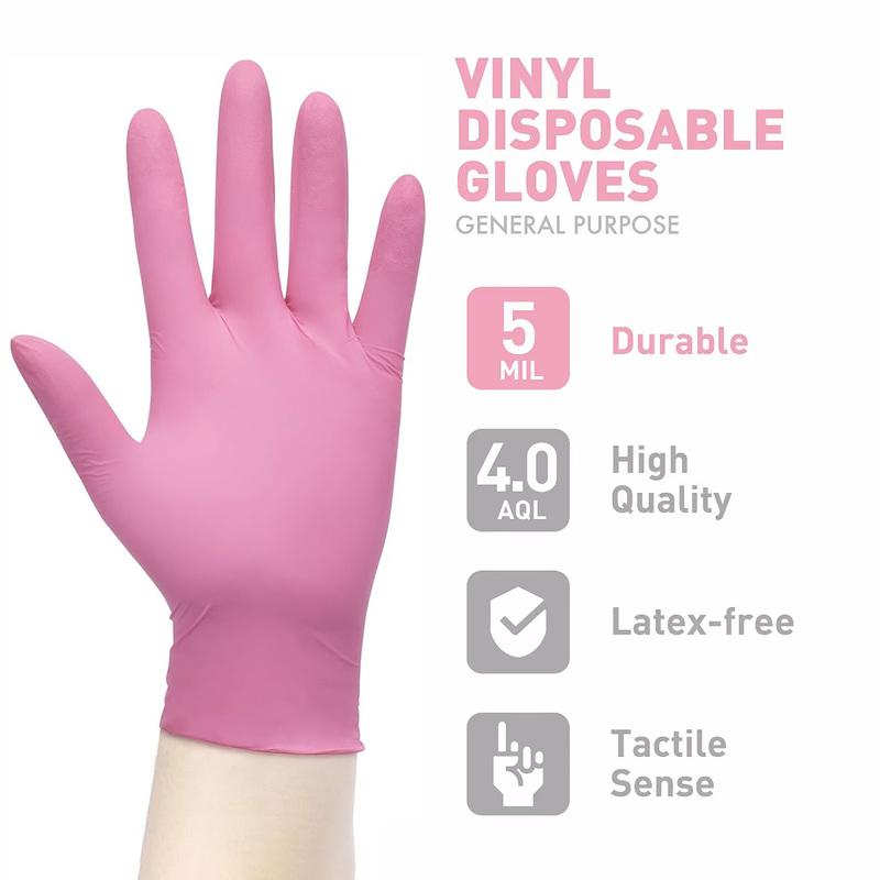 100PCS Pink Nitrile Disposable Gloves Powder & Latex Free Gloves for Kitchen Cooking Household Beauty Petcare Hair Dye Gloves
