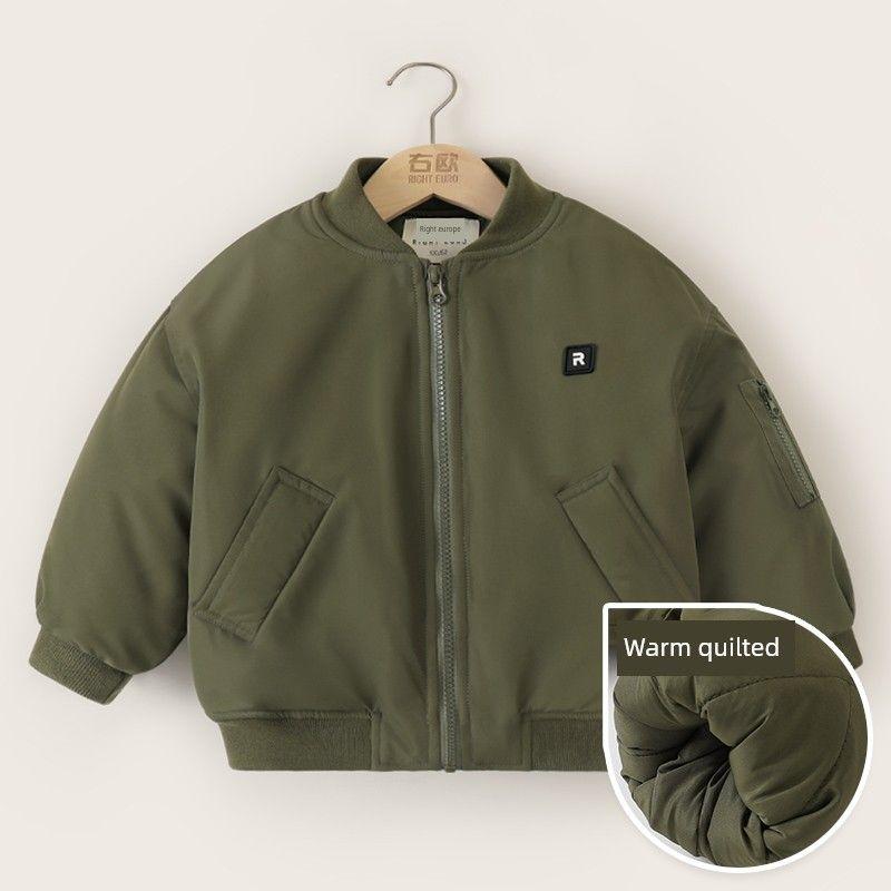 Boys' Baseball Jacket Cotton Coat Winter Clothing Thickened Warm Cotton Jacket Children's Clothing Baby Padded Trendy