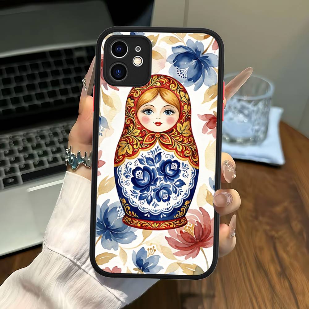 Classic Matryoshka Doll Phone Case For IPhone 16 15 14 11 12 13 Pro Max Plus 12 XS Max Back Cover Matte Case