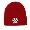 Dog Cat Paw Print Heart Knit Hat Beanie, Valentine's Day "XOXO LOVE KISS", Cozy Stylish Knitted Cap Beanie