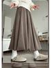Khaki Sticky Rice Bud A-line Skirt: Women's High Waist Slimming Mid-length for Autumn 2025