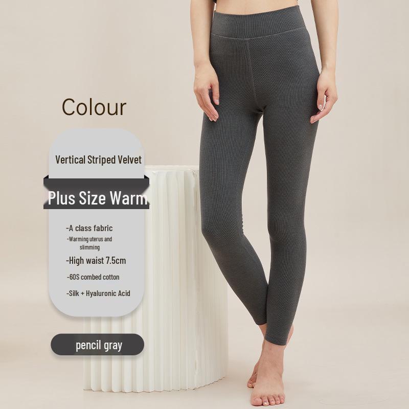 

Women s Autumn/Winter Warm High-Waist Leggings: Hyaluronic Acid, Velvet Lined, Antibacterial, Nude Abdomen Support 2XL (160-190 jin)