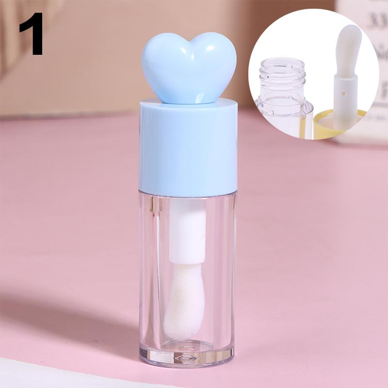 Tubes de Gloss Mignons en Forme de Cœur Transparents Rechargeables 4ml Contenants Cylindriques avec Applicateur Baguette pour Baume à Lèvres et Gloss DIY