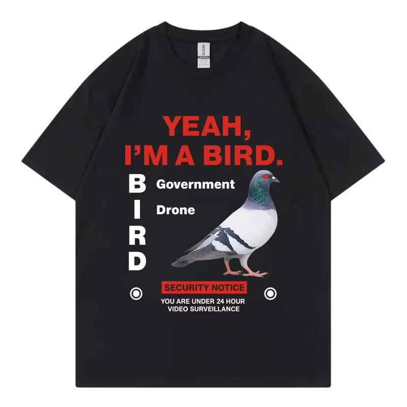 GovernUnisext Funny Pigeon Graphic T Shirts High Street Fashion Trend Short Sleeve Tshirts Unisex Unisex Clothing Loose Cotton Tshirt