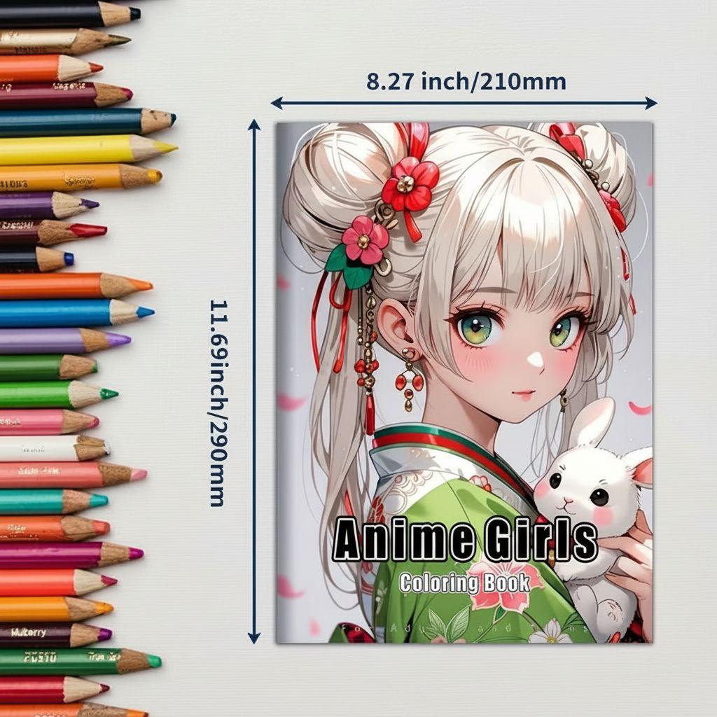 A4 Anime Girl Thickened Coloring & Drawing Book