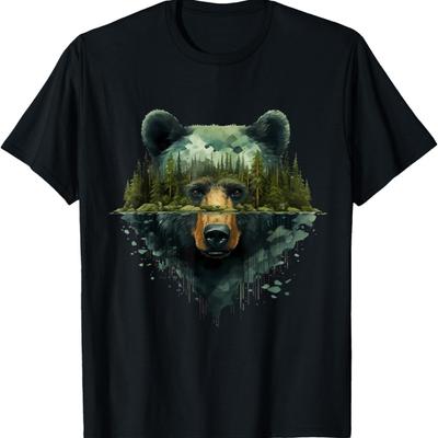 Bear Artwork Portrait Wildlife Forest Nature Animal Art T-Shirt