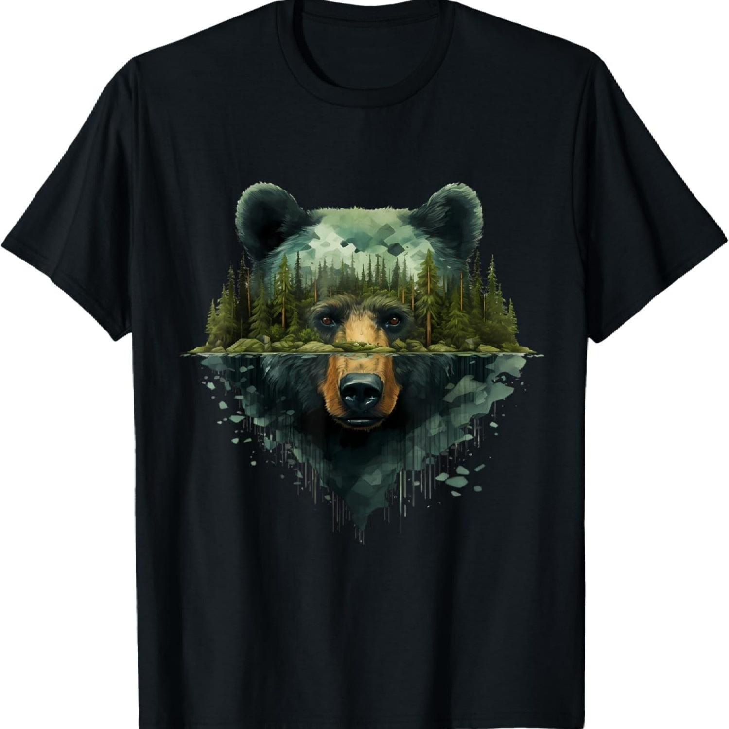 Bear Artwork Portrait Wildlife Forest Nature Animal Art T-Shirt S