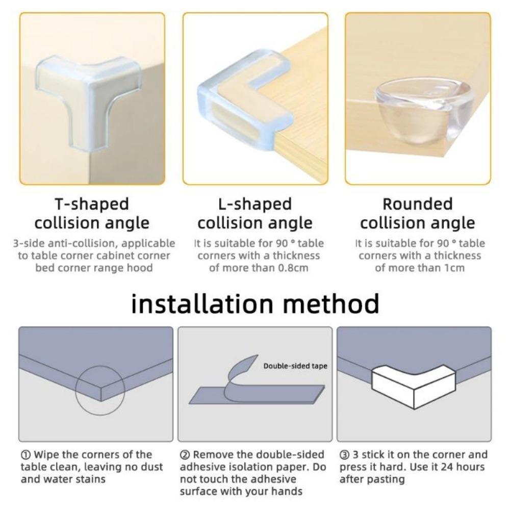 10PCS Baby Safety Silicone Table Corner Protector Furniture Edge Protection Cover Transparent Children Anti Collision Edge Guards