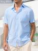 Men's Stylish Short Sleeve Shirt Solid Color Lapel Collar Lightweight Breathable Perfect for Casual and Daily Wear