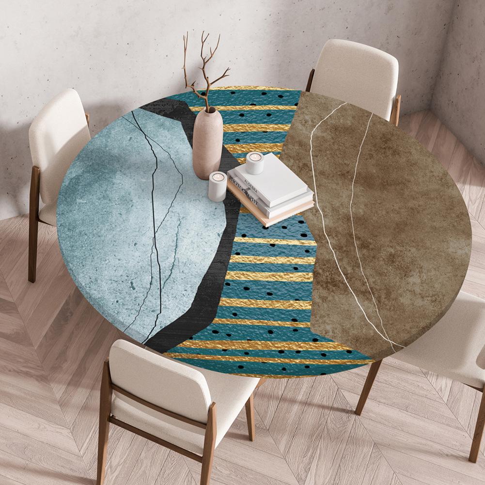 60/70/80/90/100/120/140cm Elastische Passende Ronde Plastic Vinyl Tafelkleed Onderkant Elastische Rand Waterdichte Tafelhoes Tischdecke Diameter 80cm(31in)