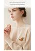 Women's 100% Pure Cashmere Embroidered Round Neck Sweater - Loose Fit Knitwear for Autumn & Winter