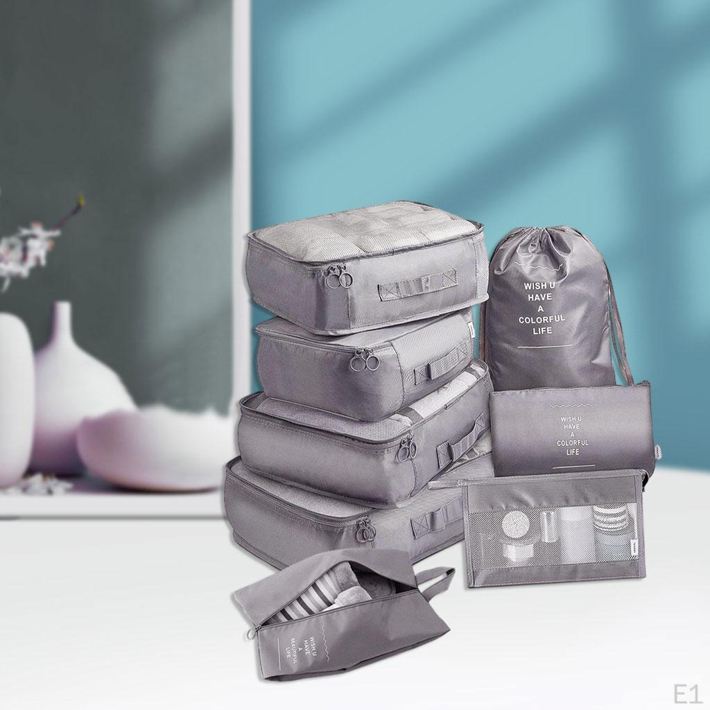 8 Pieces Portable Packing Cubes Clothes Sorting Bag Cosmetics Travel Organizers