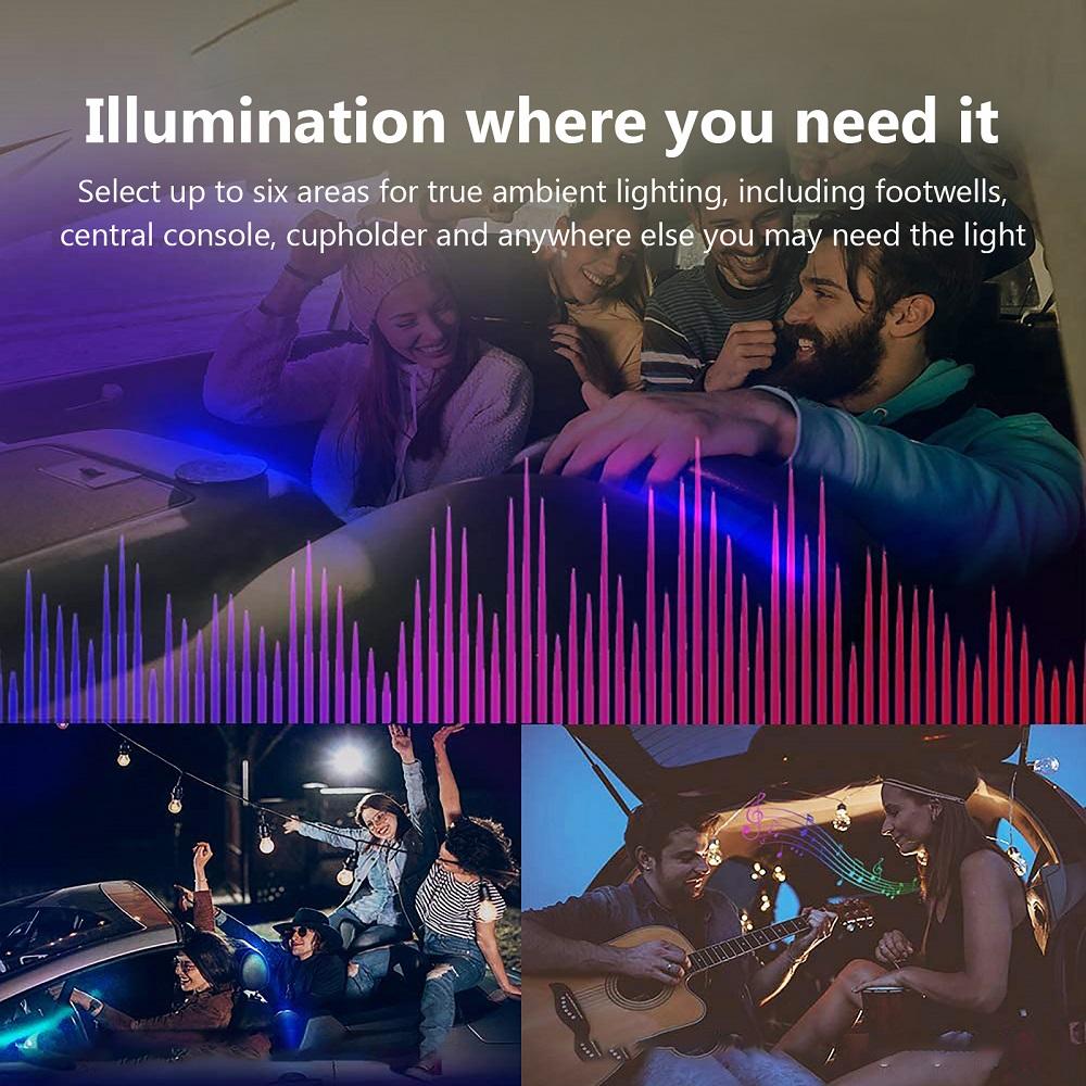 18in1 Car LED Interior Ambient Lights Fiber Optic RGB Strip 256 Colors APP Control Auto Atmosphere Decorative Lamp