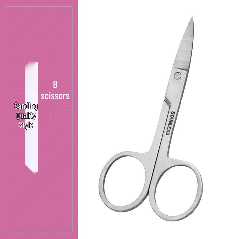 Stainless Steel Eyebrow, Nose, and Beauty Scissors with Round, Curved, and Pointed Heads