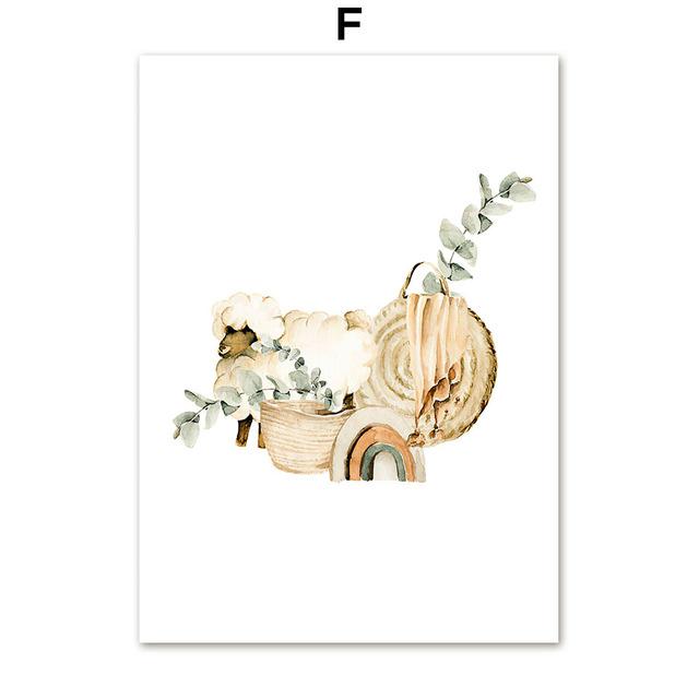 Rainbow Deer Fox Bear Posters Prints Pictures Canvas Boho Art Nursery Wall Decoration Home Paintings Baby Kids For Living Room No Frame