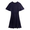 Womens/Ladies Knitted Crew Neck Flutter Skater Dress