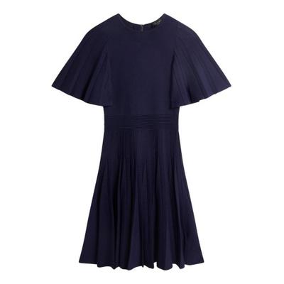 Womens/Ladies Knitted Crew Neck Flutter Skater Dress
