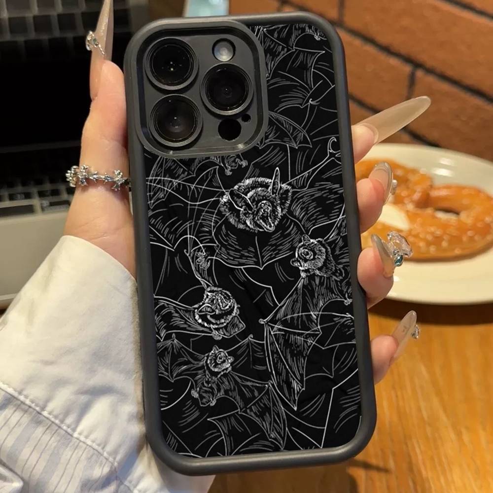Gothik Vampir Fledermaus Gotisch Silikon Handyhülle Für iPhone 17 Air 17 16 15 14 13 12 11 Plus Pro Max Stoßfest Weiche Hülle