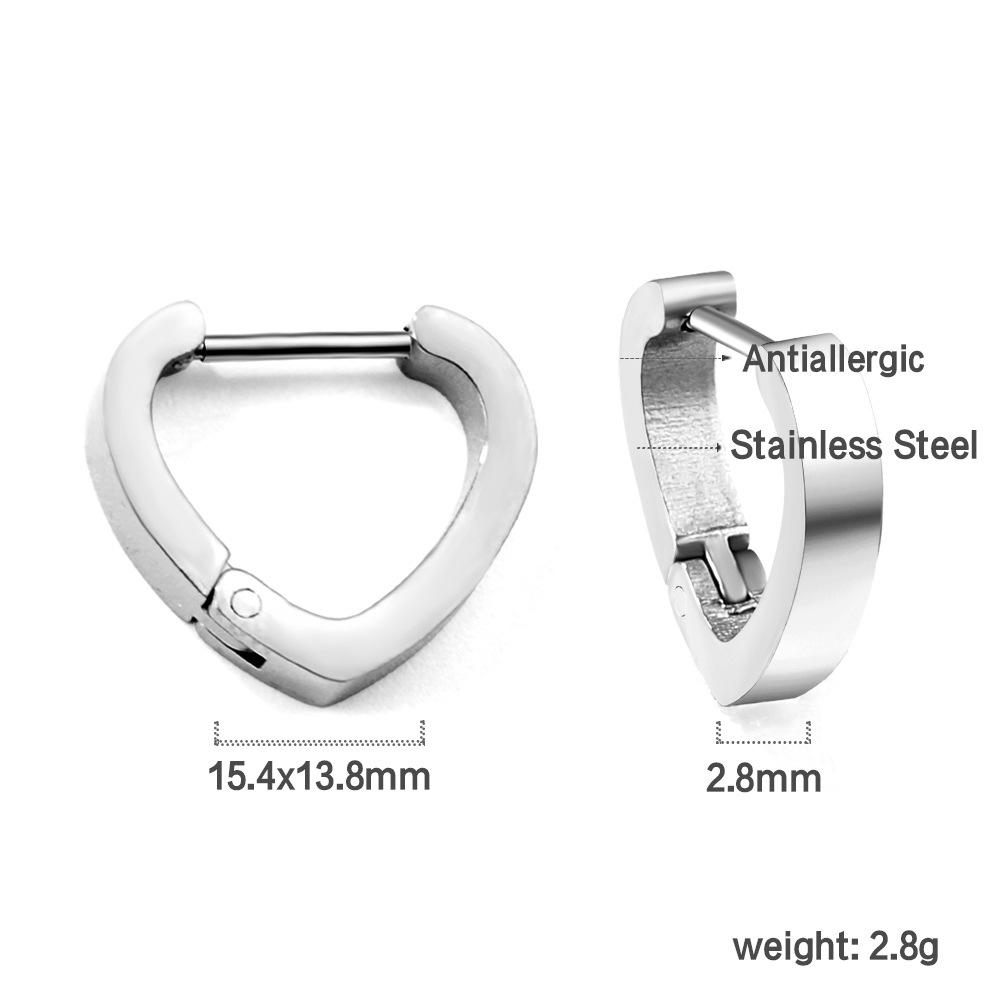Plain Ring Ear Buckle Heart Geometric Metal Star Earrings Oval Earrings Stainless Steel Earrings